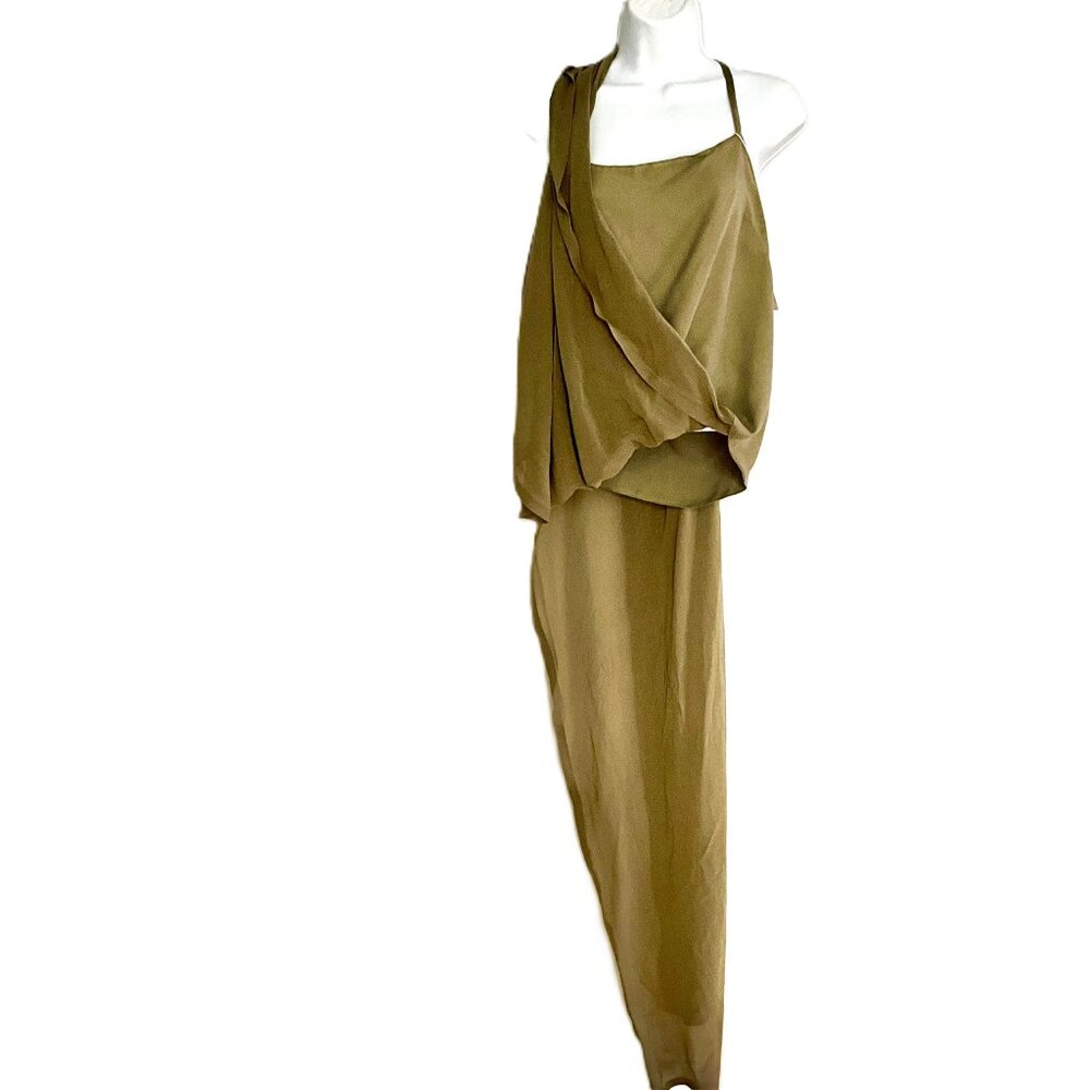 Maison Martin Margiela Silk Draped Asymmetric Top w/Long Train Sheer IT44 - Picture 3 of 12